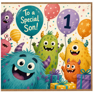 1st Birthday Card for Son, Special Son Birthday Card