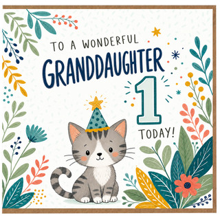 1st Birthday Granddaughter Card, To a Wonderful Granddaughter 1 Today