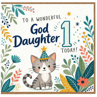 God Daughter 1st Birthday Card, To a Wonderful Goddaughter 1 Today Card