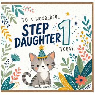 Step Daughter 1st Birthday Card, To a Wonderful Step Daughter 1 Today