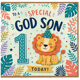God Son 1st Birthday Card, Special 1 Today Lion Birthday Card