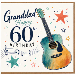 Granddad 60th Birthday Card, Happy 60th Birthday Guitar Music Card