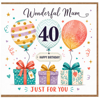 40th Birthday Card for Mum, Wonderful Mum Birthday Card