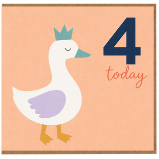 4th Birthday Card, Cute Duck 4 Today Card