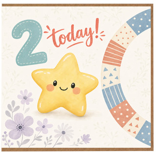 2nd Birthday Card, Cute Star Today Design