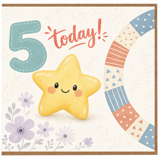 5th Birthday Card, Cute Star Today Card