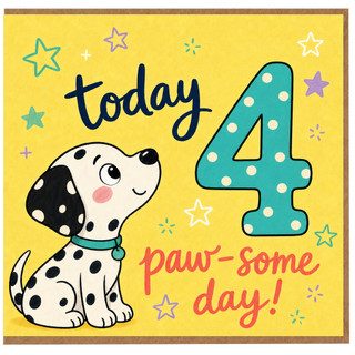 4th Birthday Card, Paw - some Card