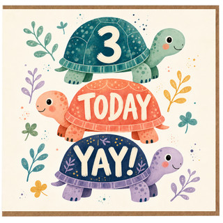 3rd Birthday Card, Cute Turtle Today Yay Card