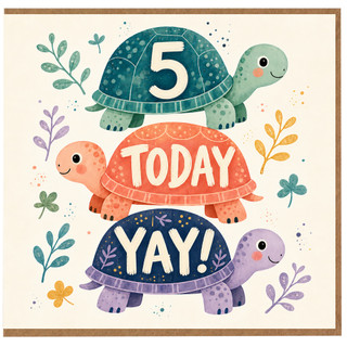 5th Birthday Card, Cute Turtle Today YAY Card