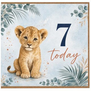 7th Birthday Card, Lion Cub 7 Today