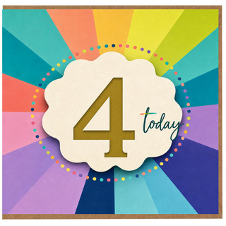 4th Birthday Card, Colourful Rainbow Rays Today