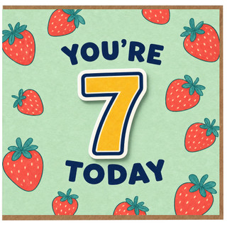 7th Birthday Card, You're 7 Today Strawberry Birthday Card
