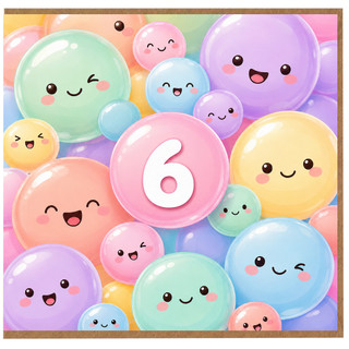 6th Birthday Card, Cute Balloon Design