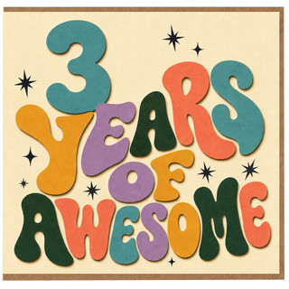 3rd Birthday Card, 3 Years Old Awesome Card