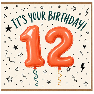12th Birthday Card, It’s Your Birthday Balloon Design