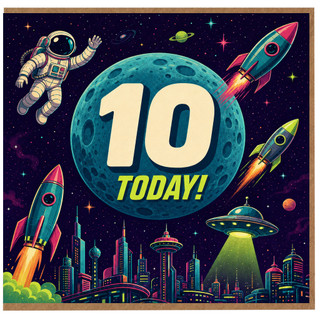 10th Birthday Card, Space Theme