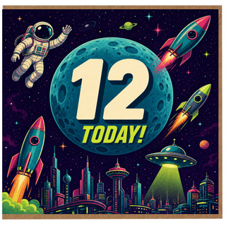 12th Birthday Card, Space Theme 12 Today Card