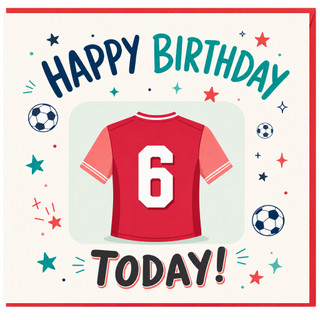 6th Birthday Card, Football Shirt Birthday Card, Happy Birthday Today Soccer Card