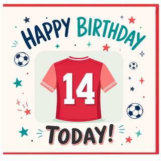 14th Birthday Card, Football Shirt Birthday Card, Happy Birthday Today