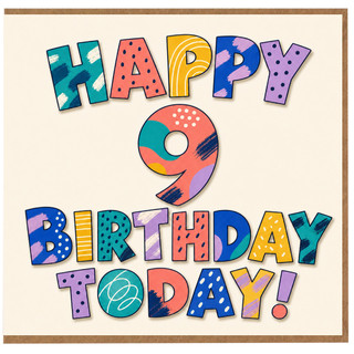 9th Birthday Card, Happy 9 Birthday Today Card