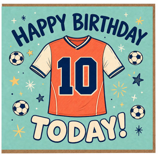 10th Birthday Card, Soccer Jersey Number 10 Happy Birthday Today Card