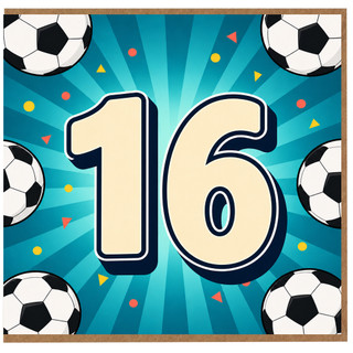 16th Birthday Card, Football Soccer Design