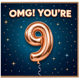 9th Birthday Card, OMG You're 9, Girls Boys Age 9 Birthday Card
