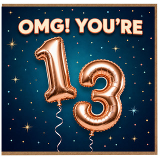 13th Birthday Card, OMG! You're 13 Balloon Design