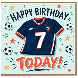 7th Birthday Card, Football Shirt Design