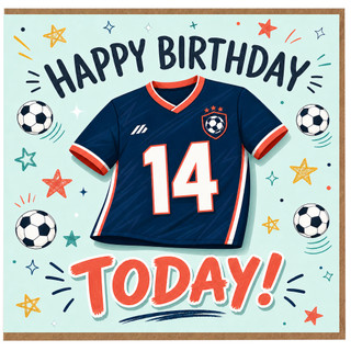 14th Birthday Card, Football Shirt Design