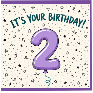 2nd Birthday Card, It's Your Birthday Balloon Design