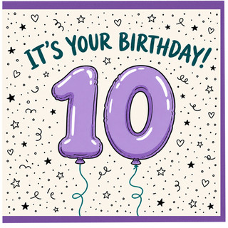 10th Birthday Card, Its Your Birthday Balloon Design