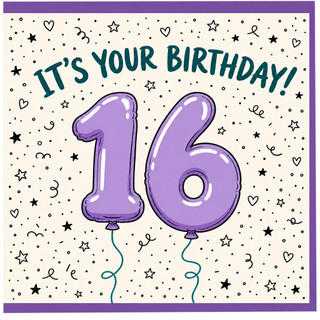 16th Birthday Card, It's Your Birthday Balloon Design