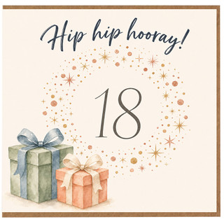 18th Birthday Card, Hip Hip Hooray!