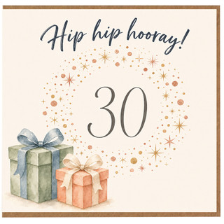 30th Birthday Card, Hip Hip Hooray