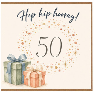 50th Birthday Card, Hip Hip Hooray Gift Design
