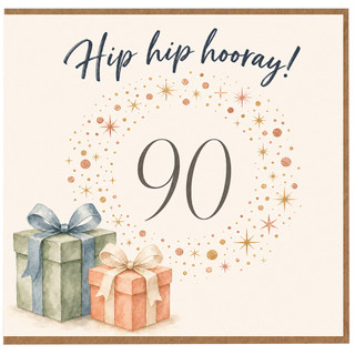 90th Birthday Card, Hip Hip Hooray Gifts Design