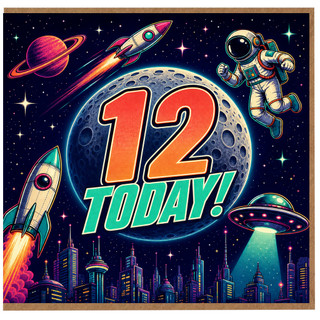 12th Birthday Card, Space Theme Today Card