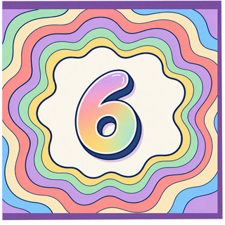6th Birthday Card, Pastel Rainbow Design