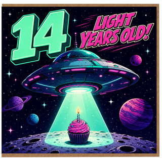 14th Birthday Card, Light Years Old Space Theme Card