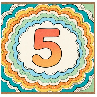 5th Birthday Card, Colourful Rainbow Number 5 Card