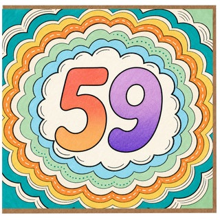 59th Birthday Card, Colourful Retro Number 59 Card