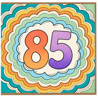 85th Birthday Card, Colourful Retro Number 85 Card
