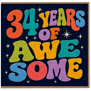 34th Birthday Card, 34 Years of Awesome Card
