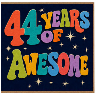 44th Birthday Card, 44 Years of Awesome Retro Multicolour Greeting Card
