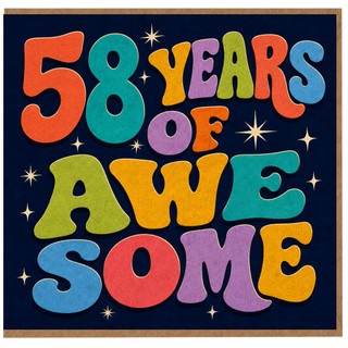 58th Birthday Card, 58 Years of Awesome Retro Typography Card