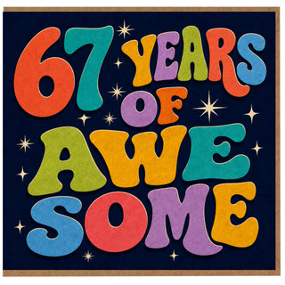 67th Birthday Card with scattered starburst sparkles