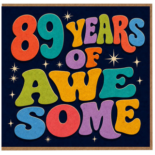 89th Birthday Card, 89 Years of Awesome Retro Colourful Card