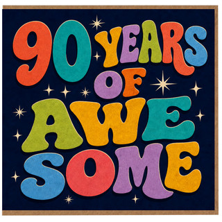90th Birthday Card, 90 Years Of Awesome Retro Typography Card