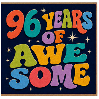 96th Birthday Card, 96 Years of Awesome Retro Typography Card